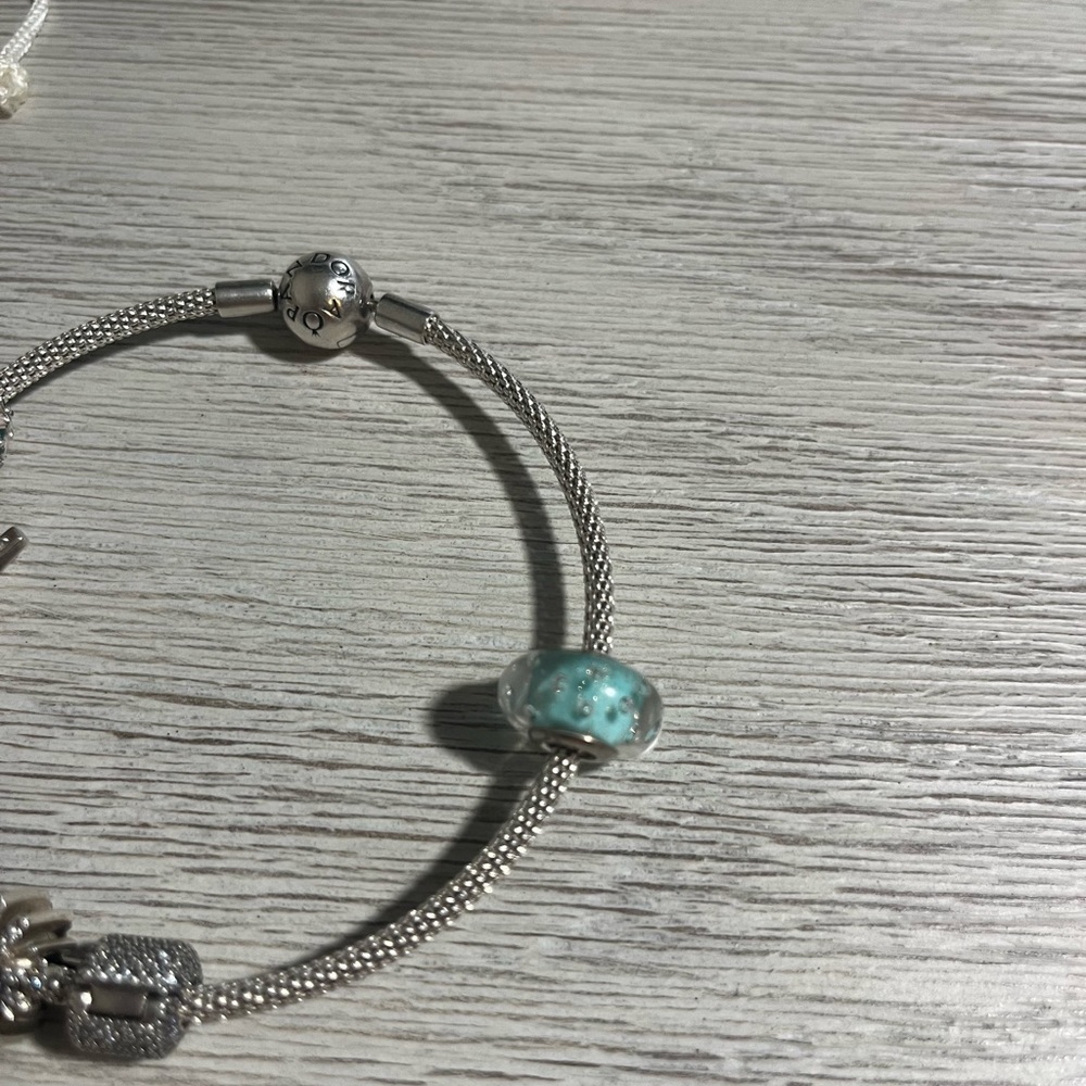 Pandora light blue shimmer with glass bubbles "under the sea" bead charm